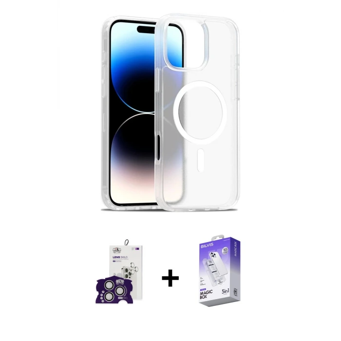 ieg™ iPhone 16 Pro Max Kılıf Siluet Minimal Prime - Siyah Bilvis 5in1 3D Magic Cam Ekran Koruyucu + Bilvis Titan Kamera Lens - GS