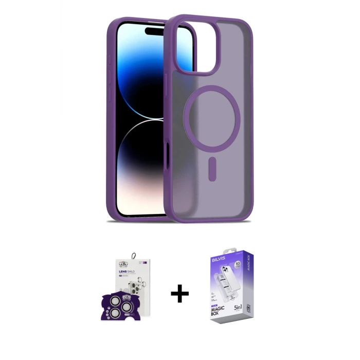 ieg™ iPhone 16 Pro Max Kılıf Siluet Minimal Prime - Siyah Bilvis 5in1 3D Magic Cam Ekran Koruyucu + Bilvis Titan Kamera Lens - GS