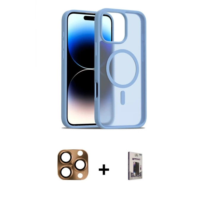 ieg™ iPhone 16 Pro Max Kılıf Siluet Minimal Prime - Siyah Bilvis Hayalet Cam Ekran Koruyucu + Pers Alüminyum Kamera Lens - CLTM