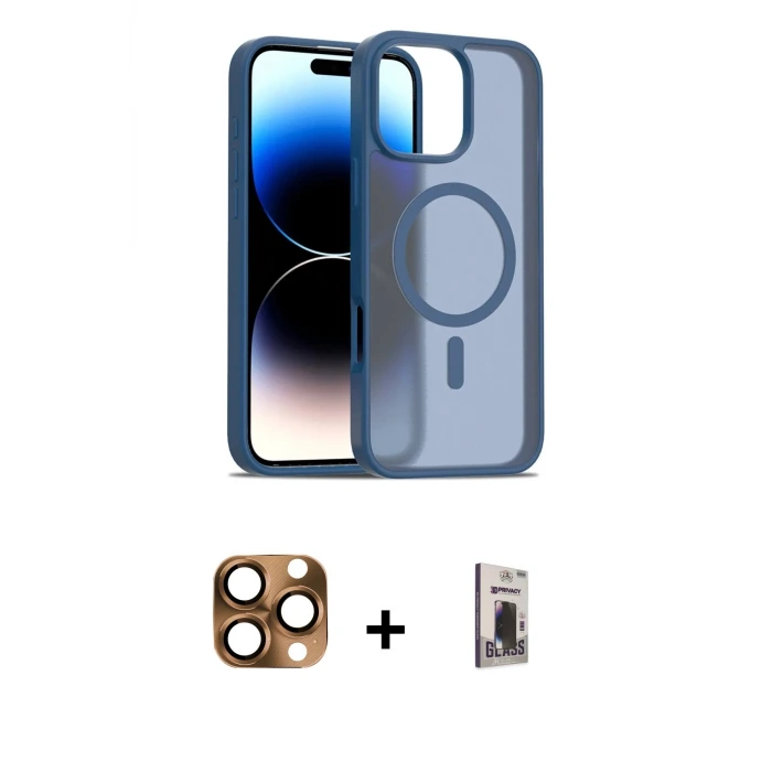 ieg™ iPhone 16 Pro Max Kılıf Siluet Minimal Prime - Siyah Bilvis Hayalet Cam Ekran Koruyucu + Pers Alüminyum Kamera Lens - CLTM