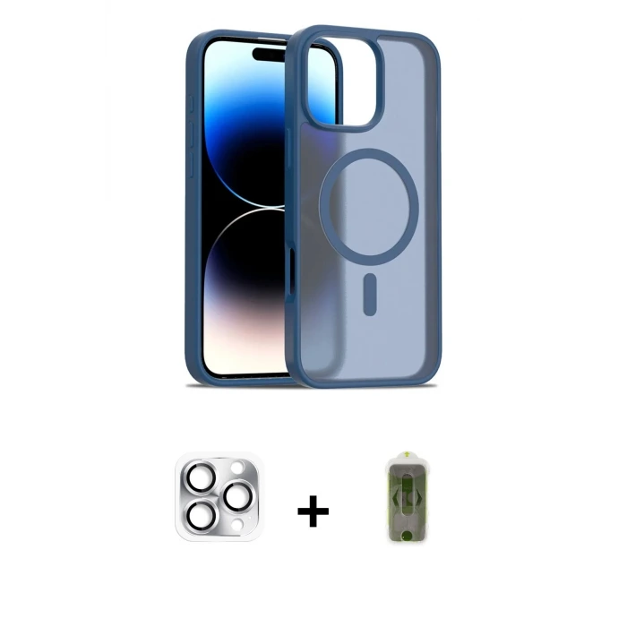 ieg™ iPhone 16 Pro Max Kılıf Siluet Minimal Prime - Siyah Joko Magic 5D Hayalet Cam + Pers Alüminyum Kamera Lens - GS