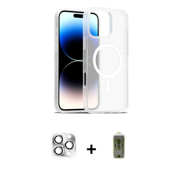 ieg™ iPhone 16 Pro Max Kılıf Siluet Minimal Prime - Siyah Joko Magic 5D Hayalet Cam + Pers Alüminyum Kamera Lens - GS