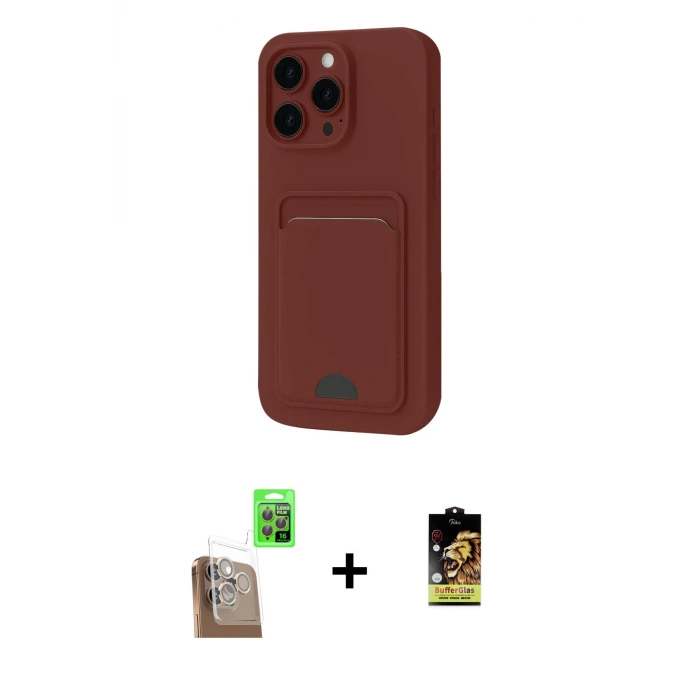 ieg™ iPhone 16 Pro Max Kılıf Vadi Çizgi Prime - Siyah Buffer Cam Ekran Koruyucu + Raze Metal Kamera Lens - CLTM