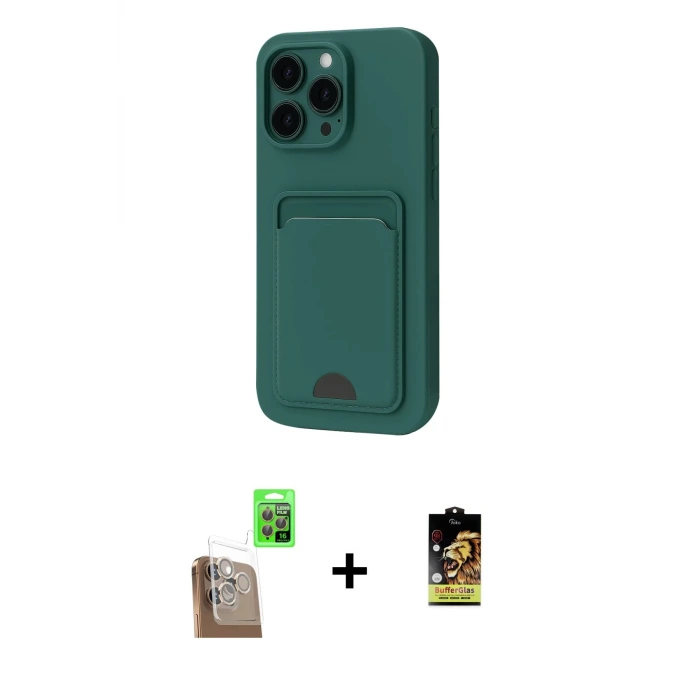 ieg™ iPhone 16 Pro Max Kılıf Vadi Çizgi Prime - Siyah Buffer Cam Ekran Koruyucu + Raze Metal Kamera Lens - CLTM