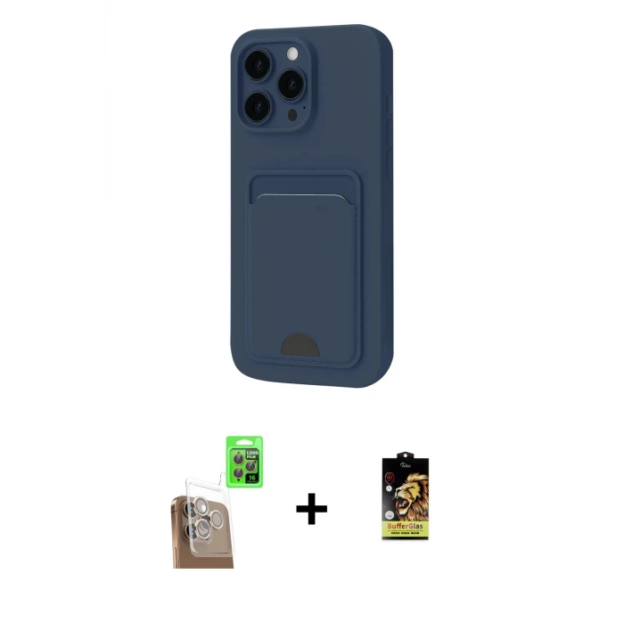 ieg™ iPhone 16 Pro Max Kılıf Vadi Çizgi Prime - Siyah Buffer Cam Ekran Koruyucu + Raze Metal Kamera Lens - CLTM