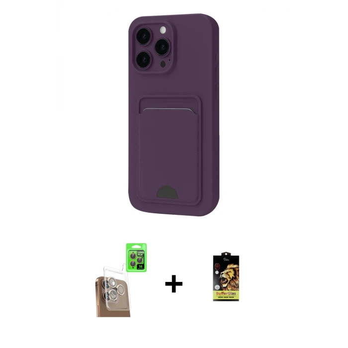 ieg™ iPhone 16 Pro Max Kılıf Vadi Çizgi Prime - Siyah Buffer Cam Ekran Koruyucu + Raze Metal Kamera Lens - CLTM