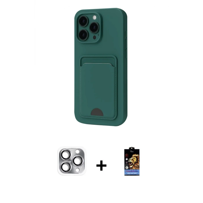ieg™ iPhone 16 Pro Max Kılıf Vadi Çizgi Prime - Siyah Buffer Hayalet Cam Ekran Koruyucu + Pers Alüminyum Kamera Lens - GI
