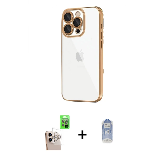 ieg™ iPhone 16 Pro Max Kılıf Vadi Minimal - Siyah Joko Magic 5D Cam + Raze Metal Kamera Lens - NLGY