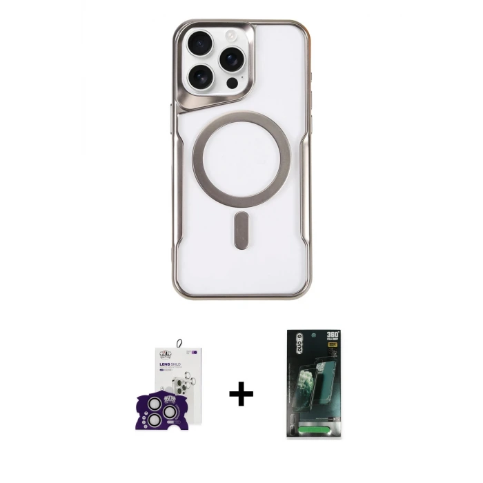 ieg™ iPhone 16 Pro Max Kılıf Yadigar Klasik Özel Seri - Siyah 360 Mat Full Body Arka Koruyucu + Bilvis Titan Kamera Lens - GS