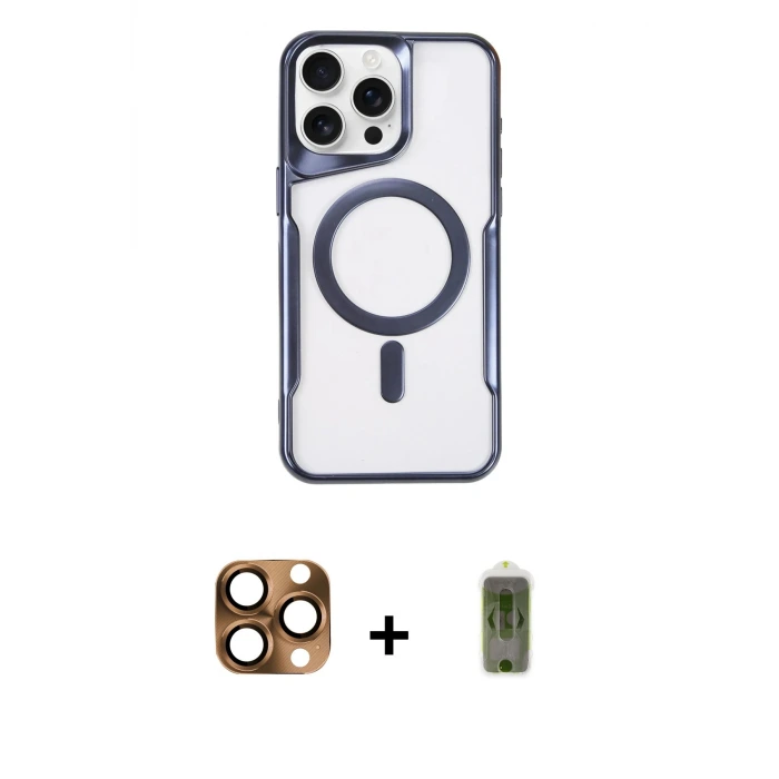ieg™ iPhone 16 Pro Max Kılıf Yadigar Klasik Özel Seri - Siyah Joko Magic 5D Hayalet Cam + Pers Alüminyum Kamera Lens - CLTM