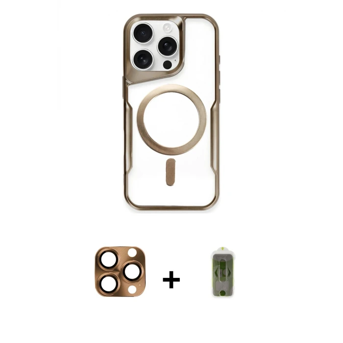 ieg™ iPhone 16 Pro Max Kılıf Yadigar Klasik Özel Seri - Siyah Joko Magic 5D Hayalet Cam + Pers Alüminyum Kamera Lens - CLTM