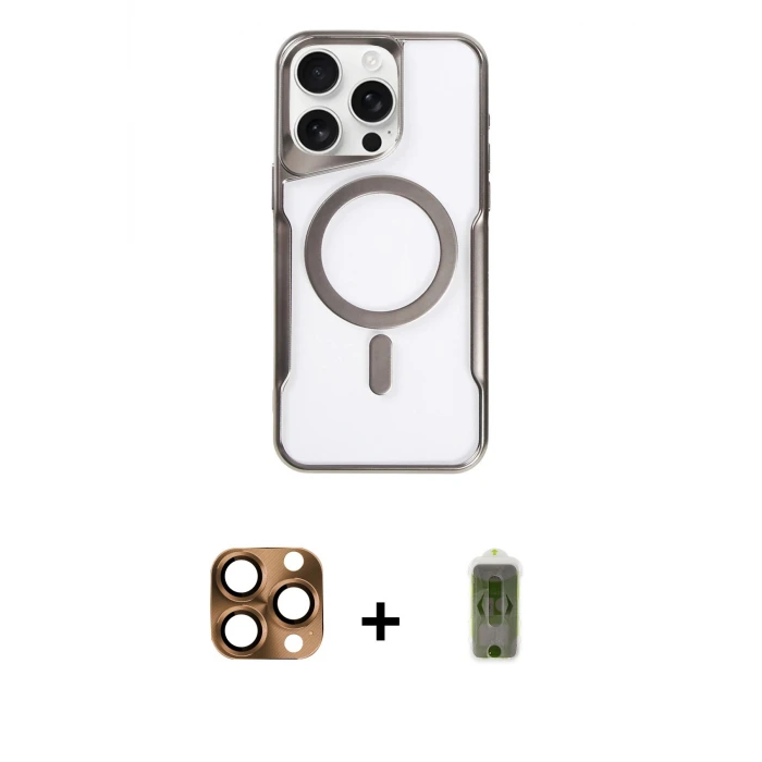 ieg™ iPhone 16 Pro Max Kılıf Yadigar Klasik Özel Seri - Siyah Joko Magic 5D Hayalet Cam + Pers Alüminyum Kamera Lens - CLTM