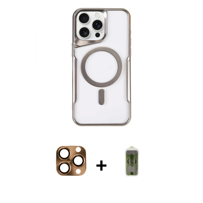 ieg™ iPhone 16 Pro Max Kılıf Yadigar Klasik Özel Seri - Siyah Joko Magic 5D Hayalet Cam + Pers Alüminyum Kamera Lens - CLTM