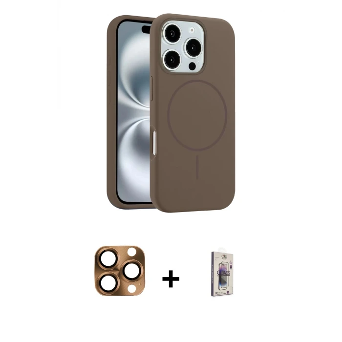 ieg™ iPhone 16 Pro Max Kılıf Yankı Form Serisi - Siyah Bilvis 3D Cam Ekran Koruyucu + Pers Alüminyum Kamera Lens - CLTM