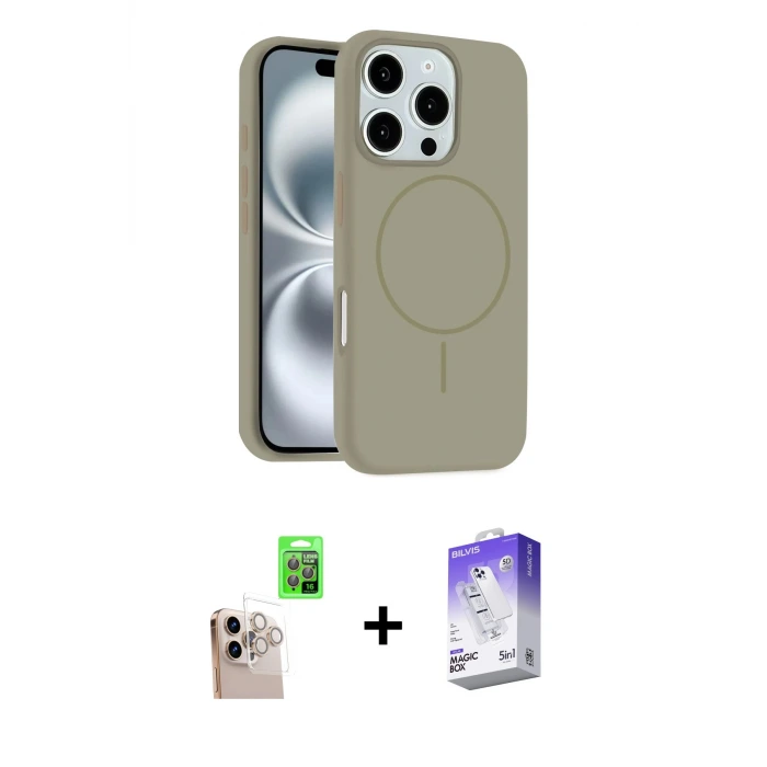 ieg™ iPhone 16 Pro Max Kılıf Yankı Form Serisi - Siyah Bilvis 5in1 3D Magic Cam Ekran Koruyucu + Raze Metal Kamera Lens - NLGY