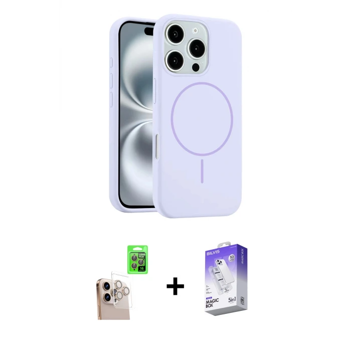 ieg™ iPhone 16 Pro Max Kılıf Yankı Form Serisi - Siyah Bilvis 5in1 3D Magic Cam Ekran Koruyucu + Raze Metal Kamera Lens - NLGY