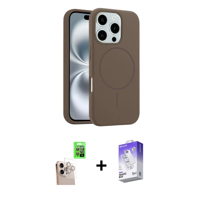 ieg™ iPhone 16 Pro Max Kılıf Yankı Form Serisi - Siyah Bilvis 5in1 3D Magic Cam Ekran Koruyucu + Raze Metal Kamera Lens - NLGY