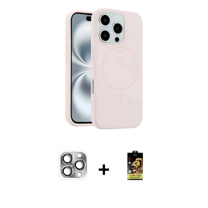 ieg™ iPhone 16 Pro Max Kılıf Yankı Form Serisi - Siyah Buffer Cam Ekran Koruyucu + Pers Alüminyum Kamera Lens - GI