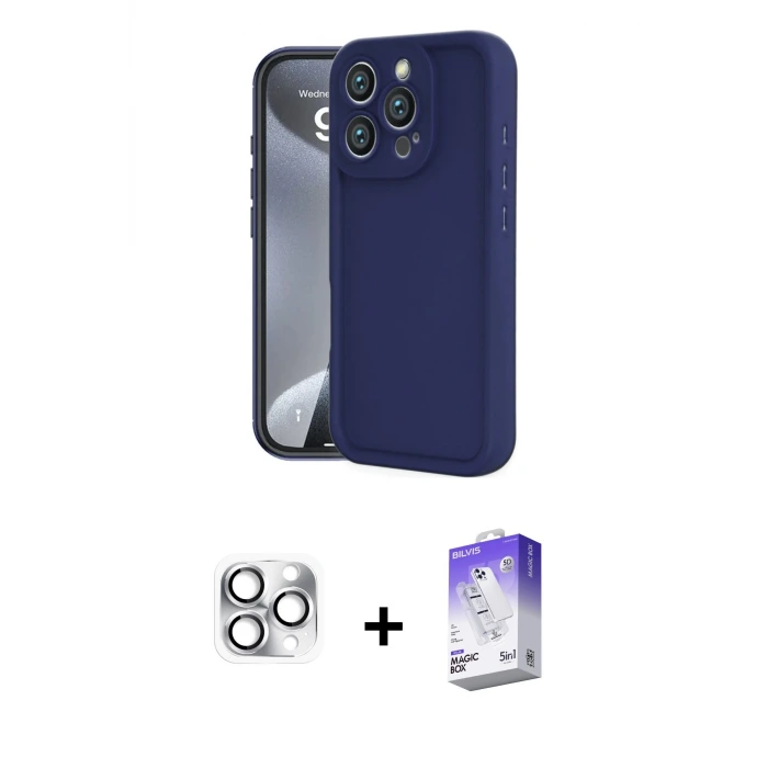 ieg™ iPhone 16 Pro Max Kılıf Yankı Yansıma Özel Seri - Siyah Bilvis 5in1 3D Magic Cam Ekran Koruyucu + Pers Alüminyum Kamera Lens - GS