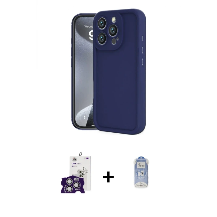 ieg™ iPhone 16 Pro Max Kılıf Yankı Yansıma Özel Seri - Siyah Joko Magic 5D Cam + Bilvis Titan Kamera Lens - GS