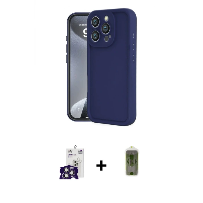 ieg™ iPhone 16 Pro Max Kılıf Yankı Yansıma Özel Seri - Siyah Joko Magic 5D Hayalet Cam + Bilvis Titan Kamera Lens - TMGI