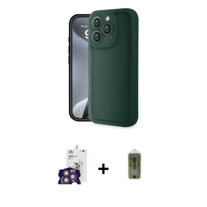 ieg™ iPhone 16 Pro Max Kılıf Yankı Yansıma Özel Seri - Siyah Joko Magic 5D Hayalet Cam + Bilvis Titan Kamera Lens - GS