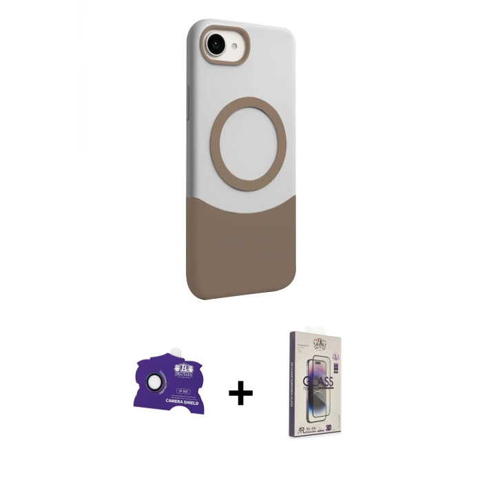 ieg™ iPhone 16E Kılıf Kozmos Form Özel Seri - Siyah Bilvis 3D Cam Ekran Koruyucu + Bilvis Titan Kamera Lens - RW