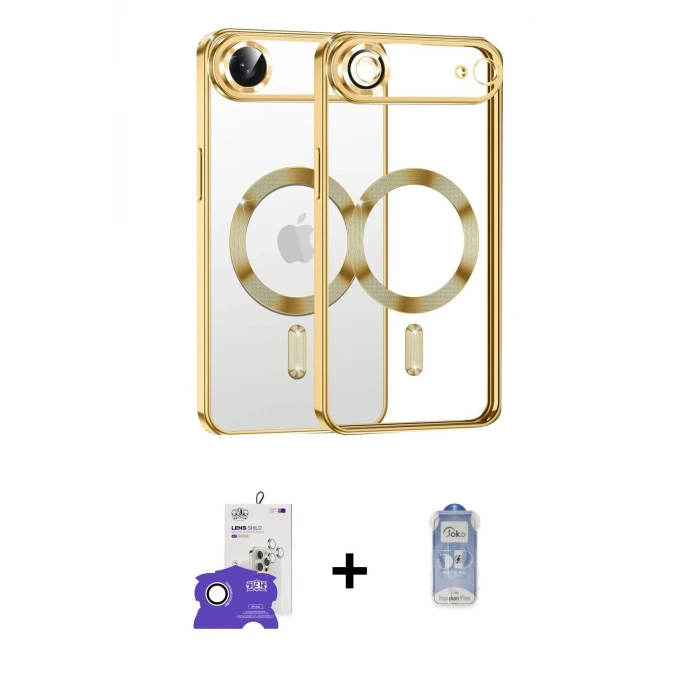 ieg™ iPhone 17 Air Kılıf Nova Işık Özel Seri - Siyah Joko Magic 5D Cam + Bilvis Titan Kamera Lens - GS