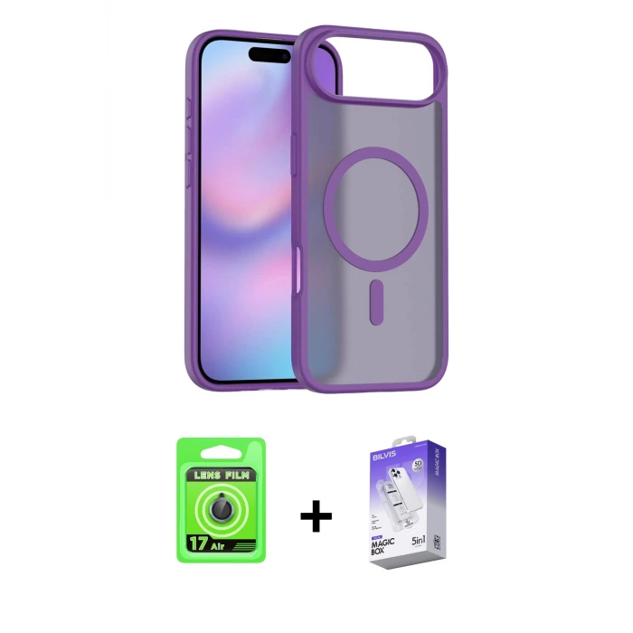 ieg™ iPhone 17 Air Kılıf Siluet Minimal Prime - Siyah Bilvis 5in1 3D Magic Cam Ekran Koruyucu + Raze Metal Kamera Lens - MI