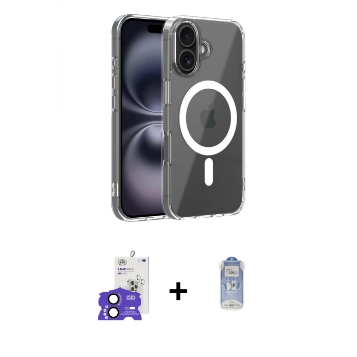 ieg™ iPhone 17 Kılıf Ahenk Minimal Serisi - Siyah Joko Magic 5D Cam + Bilvis Titan Kamera Lens - SH