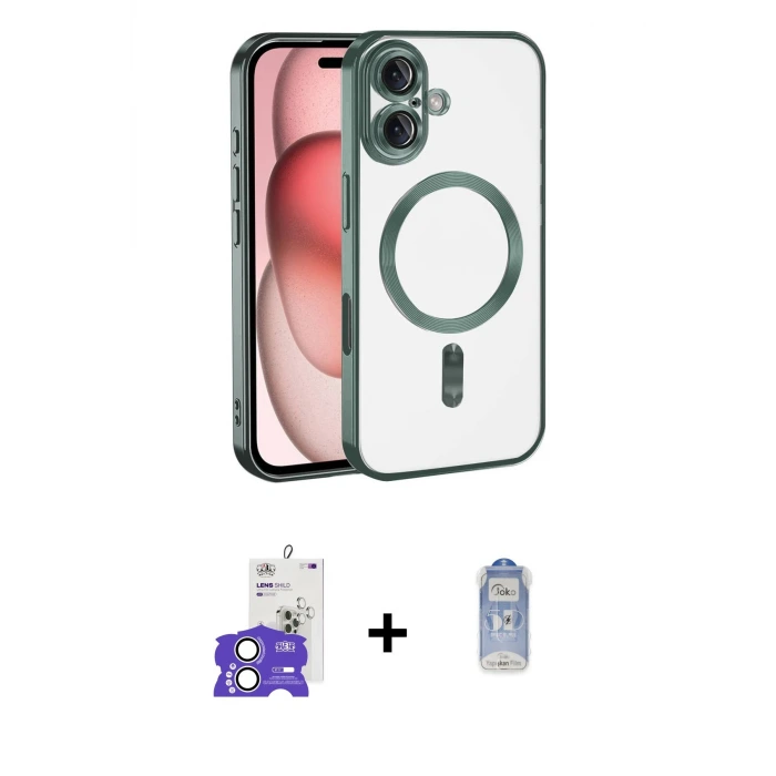 ieg™ iPhone 17 Kılıf Nova Işık Özel Seri - Siyah Joko Magic 5D Cam + Bilvis Titan Kamera Lens - GS
