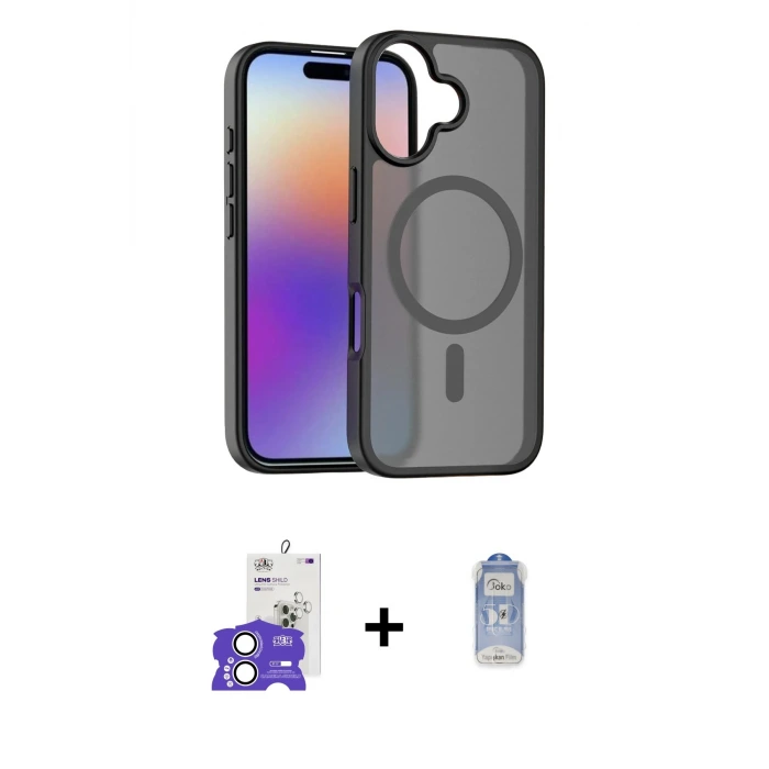 ieg™ iPhone 17 Kılıf Siluet Minimal Prime - Siyah Joko Magic 5D Cam + Bilvis Titan Kamera Lens - GS