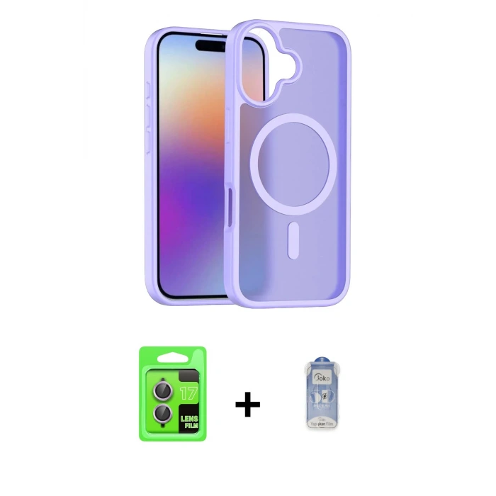ieg™ iPhone 17 Kılıf Siluet Minimal Prime - Siyah Joko Magic 5D Cam + Raze Metal Kamera Lens - AKMR