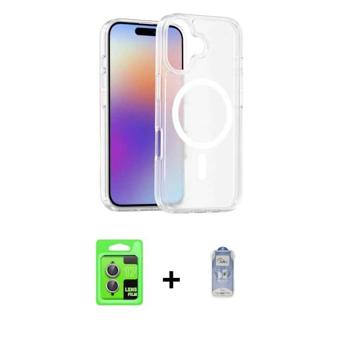 ieg™ iPhone 17 Kılıf Siluet Minimal Prime - Siyah Joko Magic 5D Cam + Raze Metal Kamera Lens - AKMR