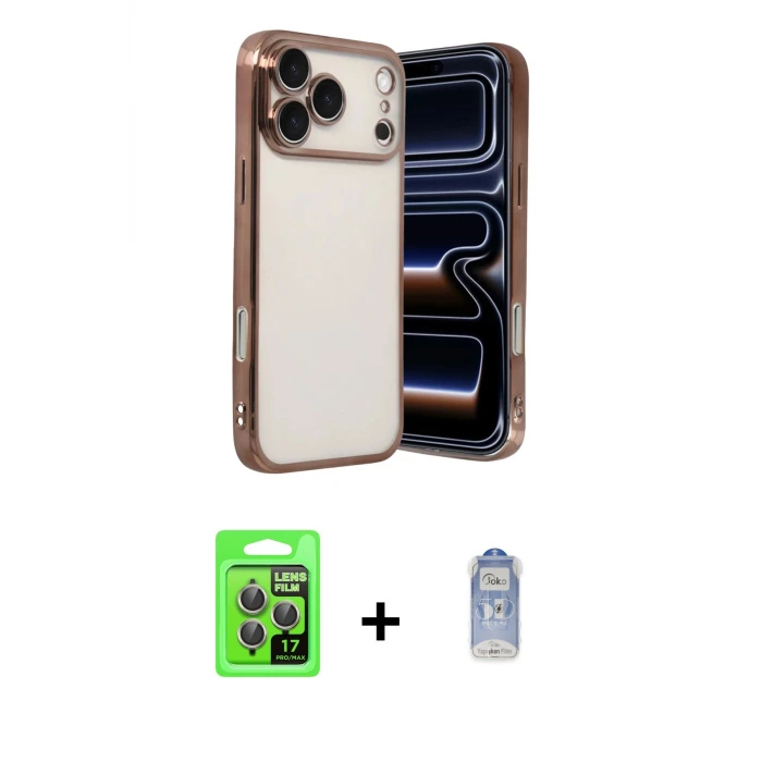 ieg™ iPhone 17 Pro Kılıf Vadi Minimal - Siyah Joko Magic 5D Cam + Raze Metal Kamera Lens - GI