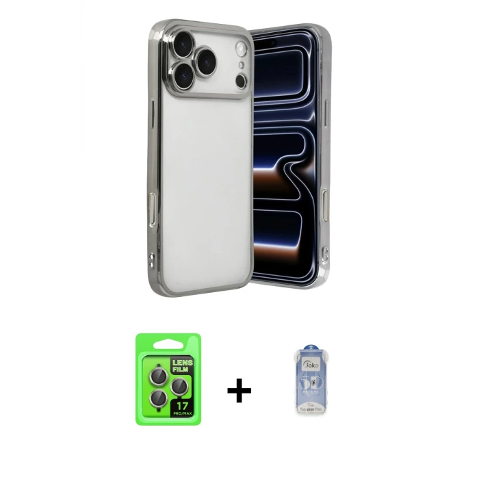 ieg™ iPhone 17 Pro Kılıf Vadi Minimal - Siyah Joko Magic 5D Cam + Raze Metal Kamera Lens - GI