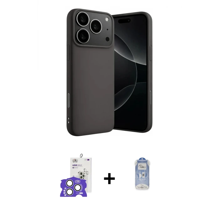 ieg™ iPhone 17 Pro Max Kılıf Ahenk Serisi - Siyah Joko Magic 5D Cam + Bilvis Titan Kamera Lens - GS