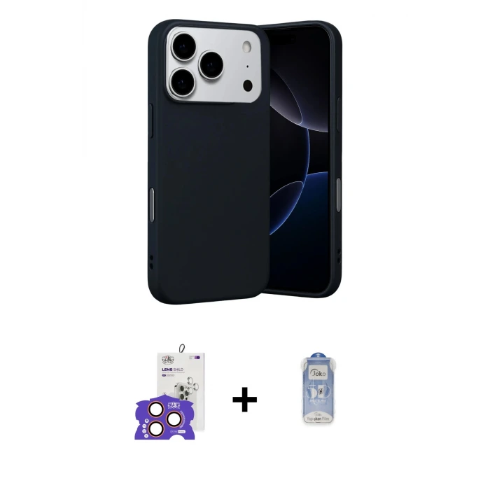 ieg™ iPhone 17 Pro Max Kılıf Ahenk Serisi - Siyah Joko Magic 5D Cam + Bilvis Titan Kamera Lens - TU