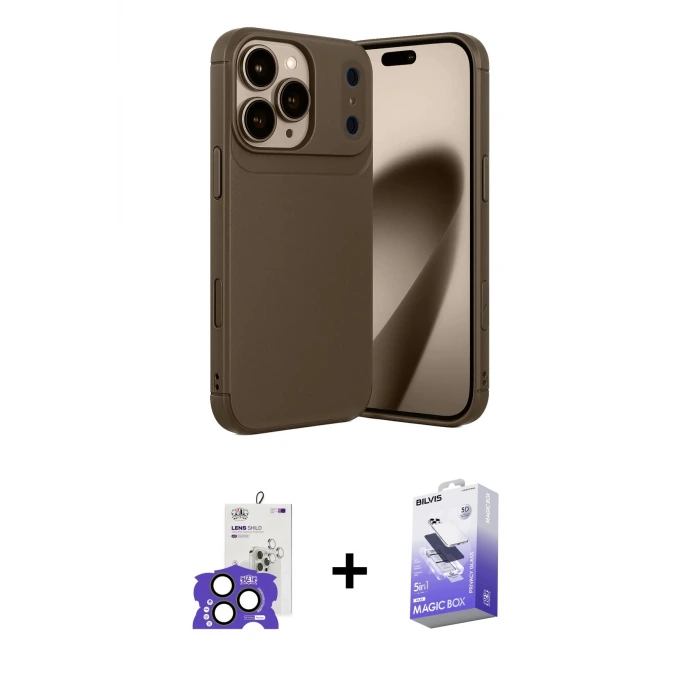 ieg™ iPhone 17 Pro Max Kılıf Eksen Form Prime - Siyah Bilvis 5in1 5D Magic Hayalet Cam Ekran Koruyucu + Bilvis Titan Kamera Lens - NLGY