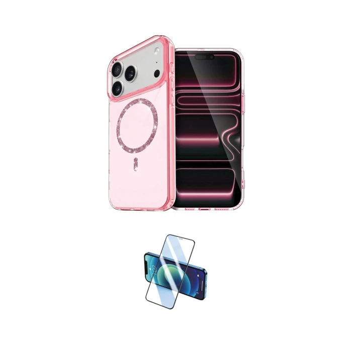 ieg™ iPhone 17 Pro Max Kılıf Kıvılcım Form Prime - Siyah 3D Antistatik Seramik Nano Ekran Koruyucu