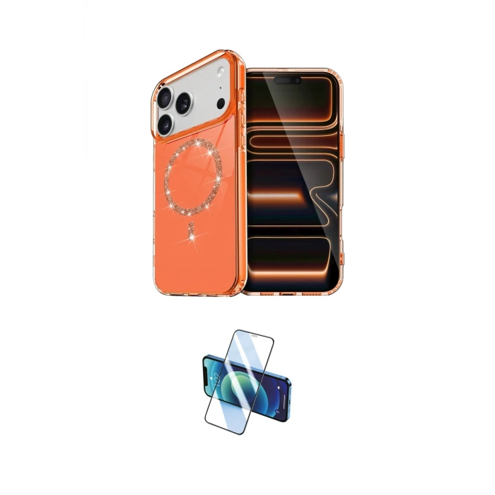 ieg™ iPhone 17 Pro Max Kılıf Kıvılcım Form Prime - Siyah 3D Antistatik Seramik Nano Ekran Koruyucu