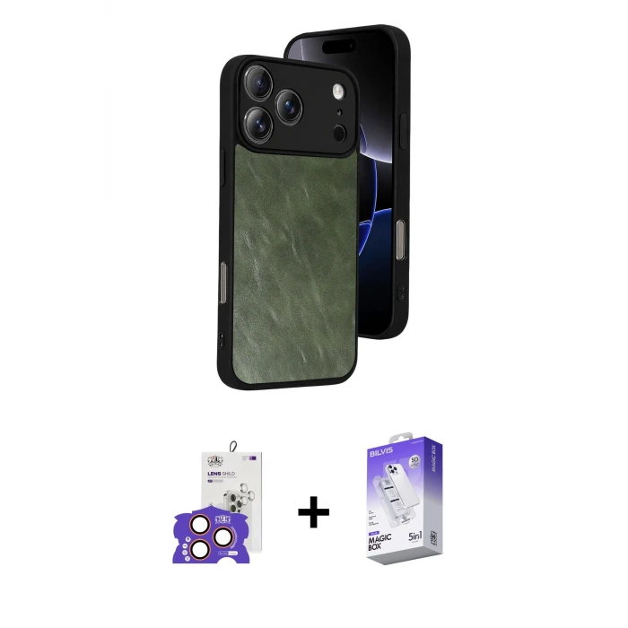 ieg™ iPhone 17 Pro Max Kılıf Kıvılcım Işık Serisi - Siyah Bilvis 5in1 3D Magic Cam Ekran Koruyucu + Bilvis Titan Kamera Lens - TU