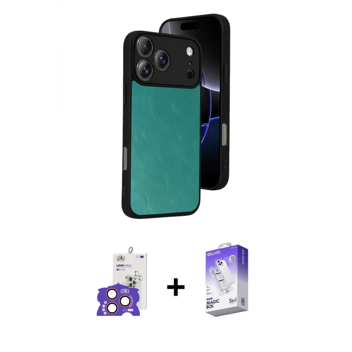 ieg™ iPhone 17 Pro Max Kılıf Kıvılcım Işık Serisi - Siyah Bilvis 5in1 3D Magic Cam Ekran Koruyucu + Bilvis Titan Kamera Lens - TU