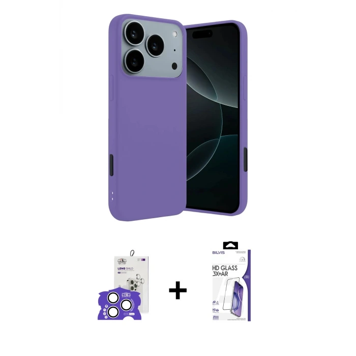 ieg™ iPhone 17 Pro Max Kılıf Kozmos Yansıma Özel Seri - Siyah Bilvis 3X AR HD Cam Ekran Koruyucu + Bilvis Titan Kamera Lens - GS