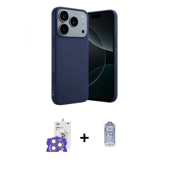 ieg™ iPhone 17 Pro Max Kılıf Kozmos Yansıma Özel Seri - Siyah Joko Magic 5D Cam + Bilvis Titan Kamera Lens - GS