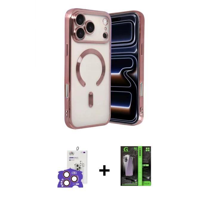 ieg™ iPhone 17 Pro Max Kılıf Nova Işık Özel Seri - Siyah 360 Mat Full Body Arka Koruyucu + Bilvis Titan Kamera Lens - TU