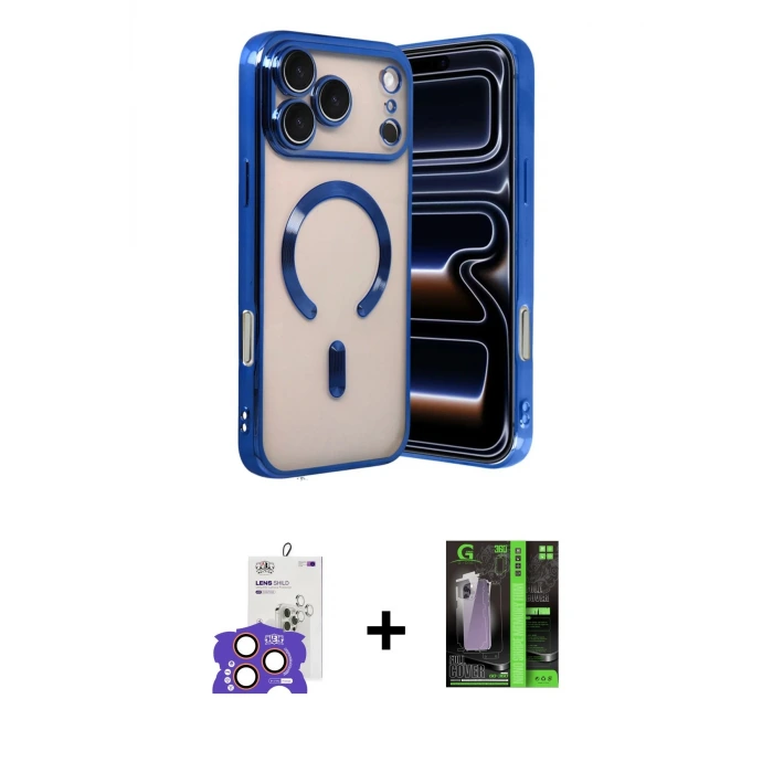 ieg™ iPhone 17 Pro Max Kılıf Nova Işık Özel Seri - Siyah 360 Mat Full Body Arka Koruyucu + Bilvis Titan Kamera Lens - TU
