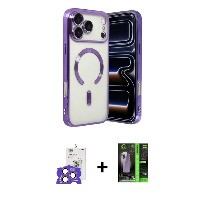 ieg™ iPhone 17 Pro Max Kılıf Nova Işık Özel Seri - Siyah 360 Mat Full Body Arka Koruyucu + Bilvis Titan Kamera Lens - TU