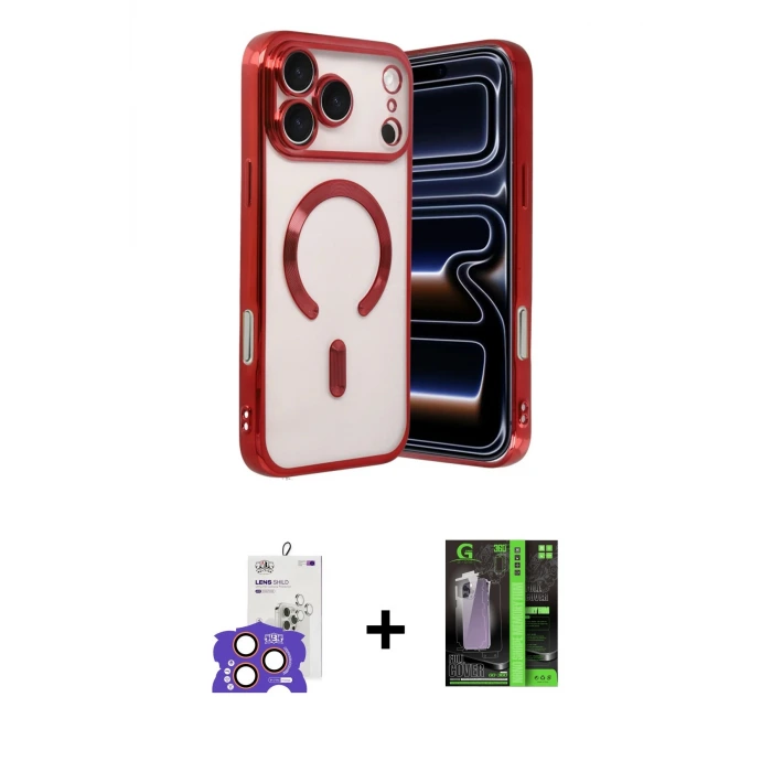 ieg™ iPhone 17 Pro Max Kılıf Nova Işık Özel Seri - Siyah 360 Mat Full Body Arka Koruyucu + Bilvis Titan Kamera Lens - TU
