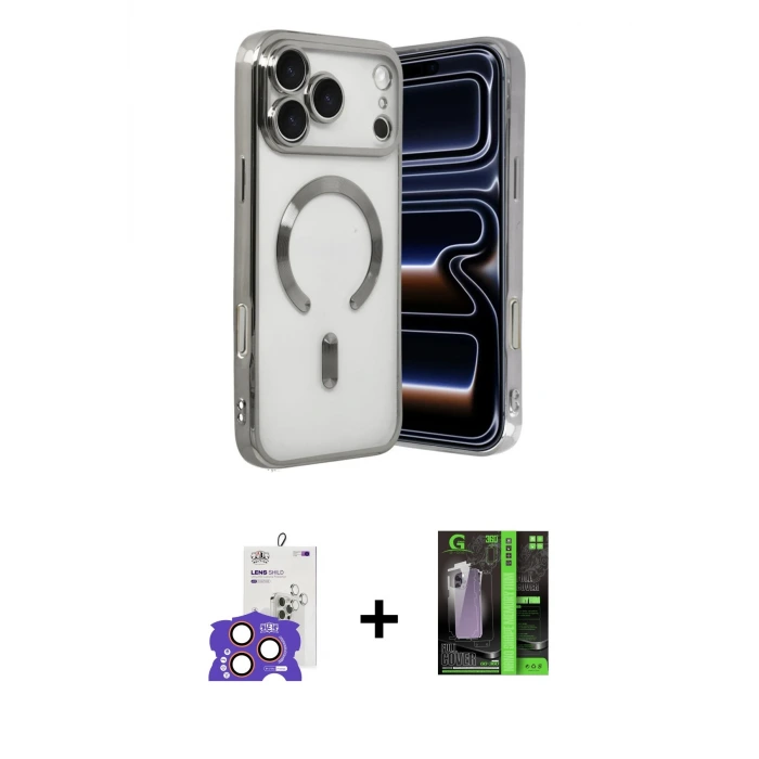 ieg™ iPhone 17 Pro Max Kılıf Nova Işık Özel Seri - Siyah 360 Mat Full Body Arka Koruyucu + Bilvis Titan Kamera Lens - TU